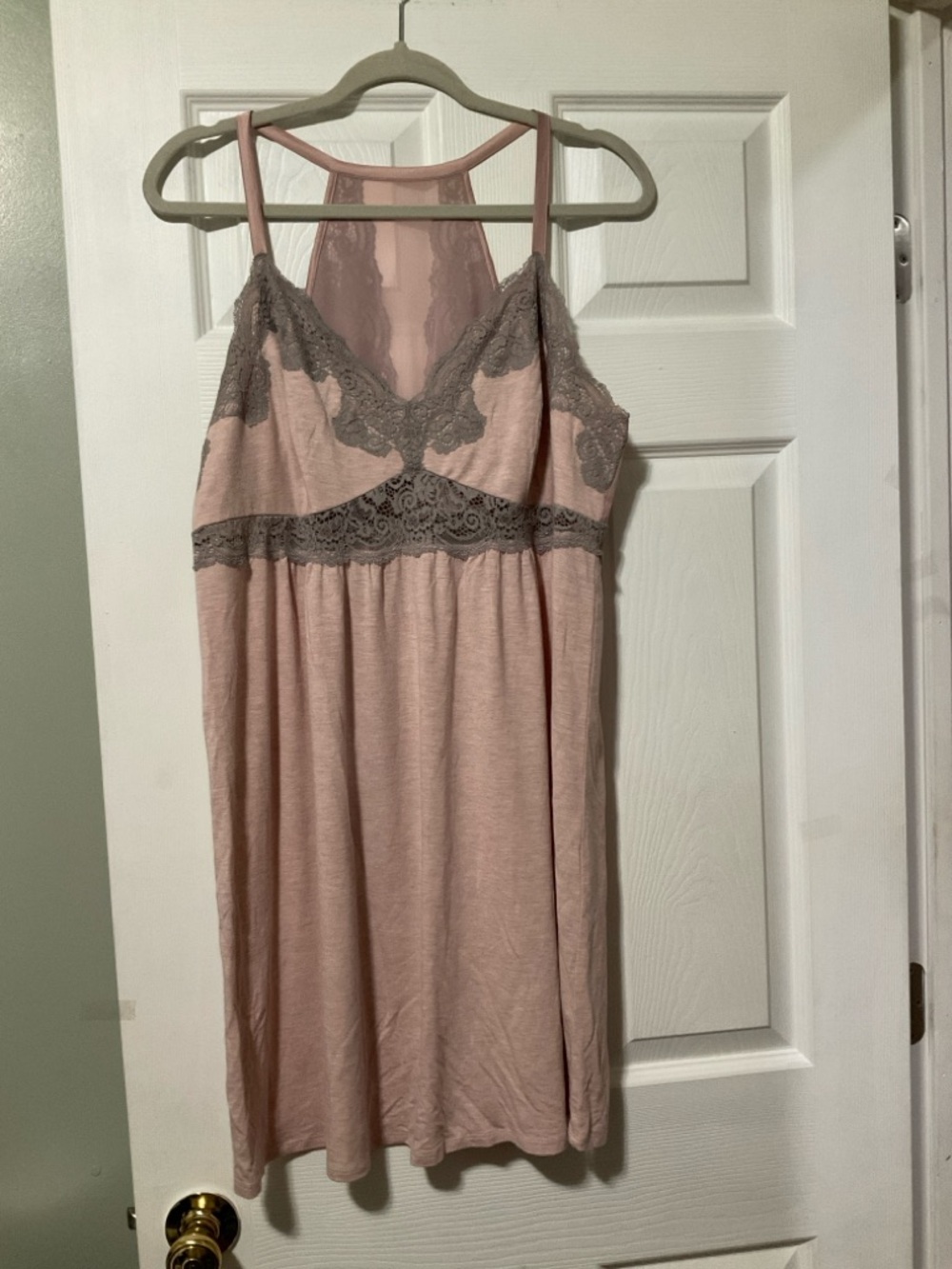 Soma Pink Chemise with Gray Lace Trim